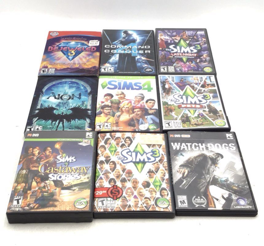 The Sims 3, Bejeweled 3, Dark Sector, Slots Wolf Run, Luxor Evolved Game Lot