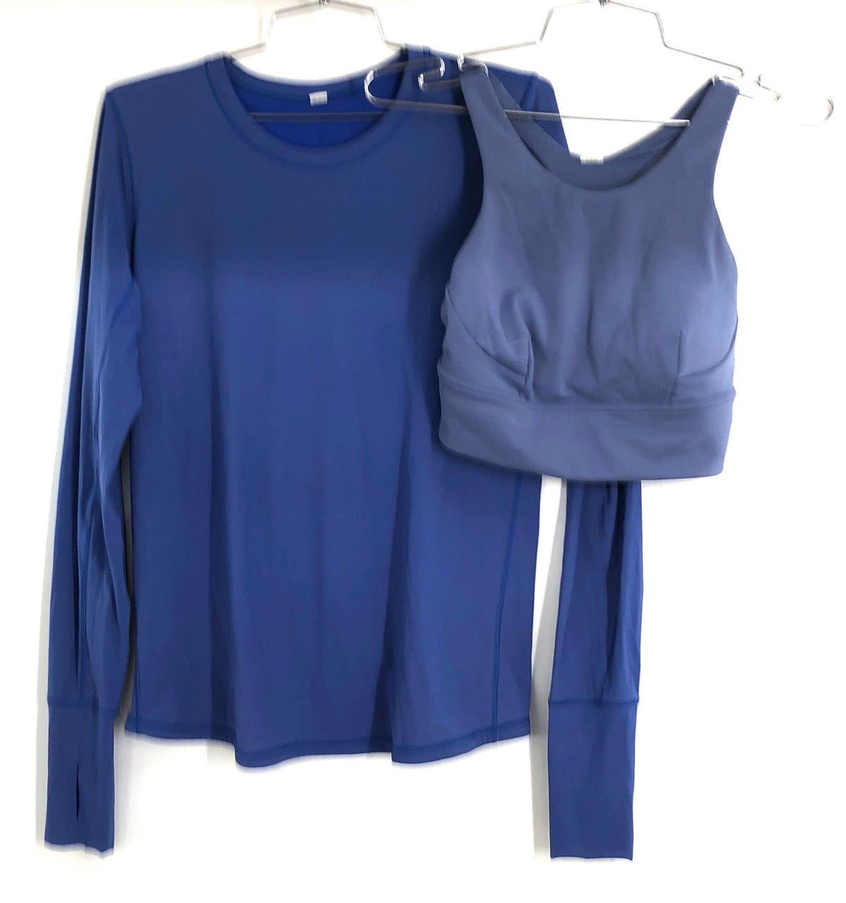 Lululemon Women's Blue Crossover Open Back Long Sleeve Shirt & Bra Set M