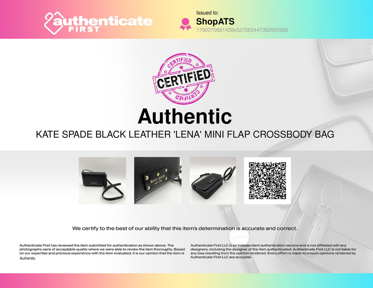 Kate Spade Black Leather Lena Mini Flap Crossbody Bag Gold Hardware COA