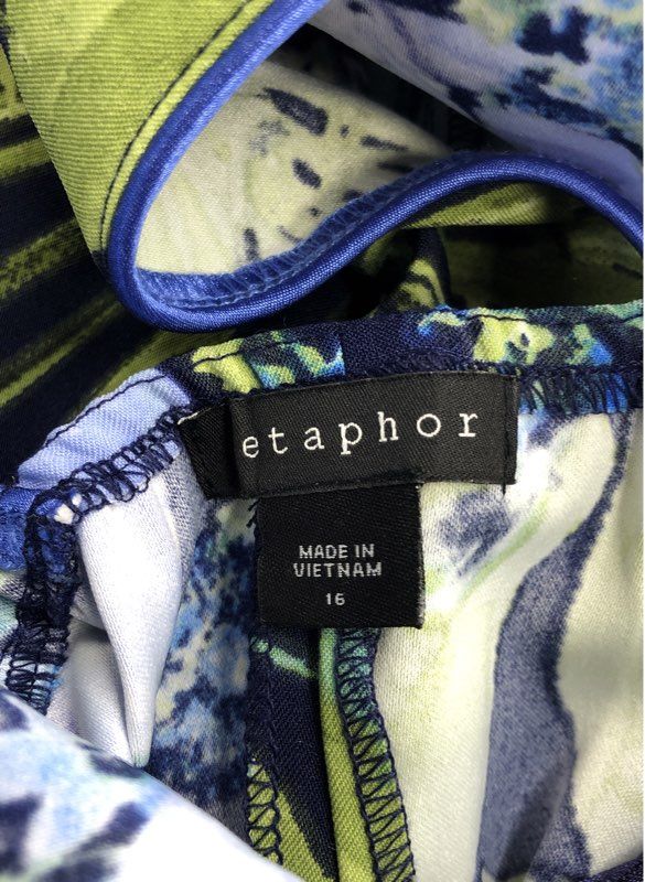 NWT Metaphor Women's Navy Peri Floral A-Line Dress - Size 16