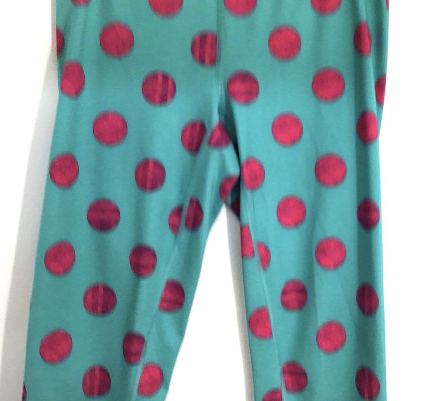 Nike Pro Women's Teal Pink Polka Dot Cropped Training Leggings Capris Sz L