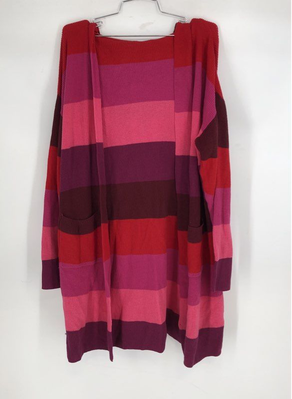 NWT FDJ Women's Fuchsia Striped Cardigan Sweater - Size L