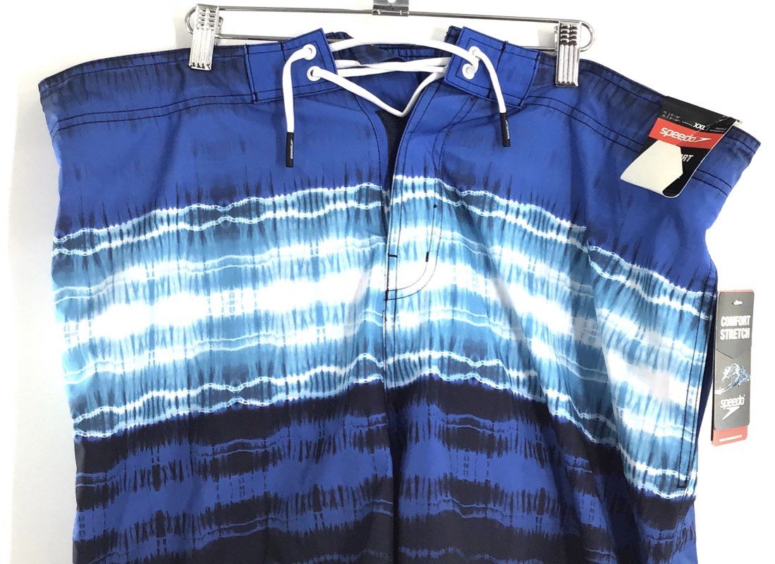 Speedo Men's Blue Lemonade Tie Dye Comfort Stretch Swim Trunks Sz XXL NWT