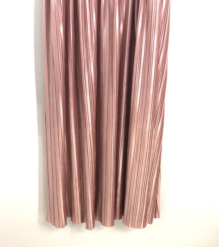 SHILLA the Label Women's Rose Gold Illume Pleat Maxi Dress Smocked Sz M NWT