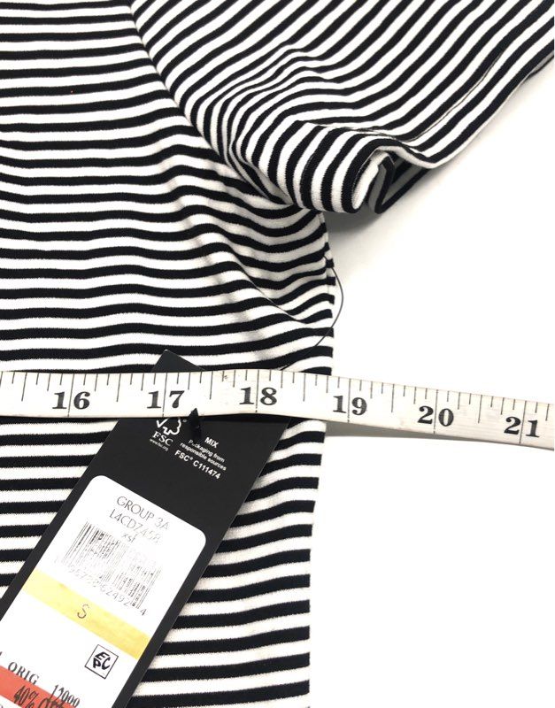 Karl Lagerfeld Paris Women's Black White Striped Pleated Hem Dress Size S NWT