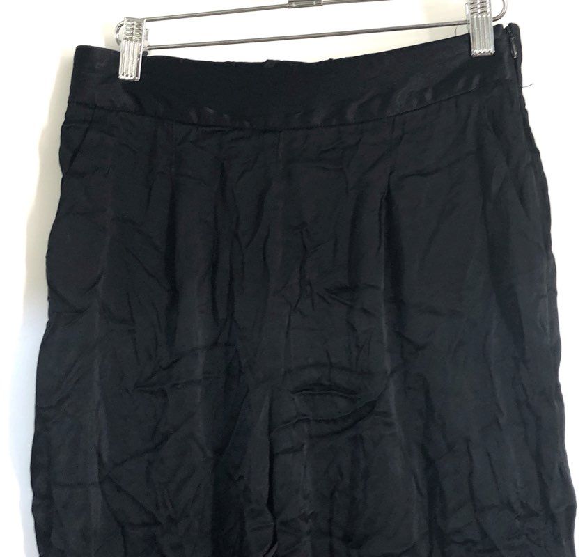 Ett Twa by Anthropologie Women's Black Viscose Pleated Tapered Pants Sz 2