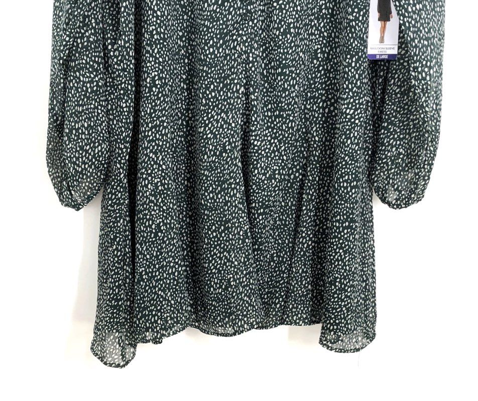Joie Women's Arctic Animal Spot Balloon Sleeve Dress Green NWT Sz XXL