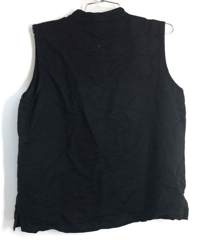 Eileen Fisher Women's Black Linen Rayon Sleeveless Button Front Blouse Sz B
