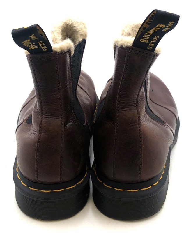 Dr. Martens 2976 FL Fur Lined Dark Brown Leather Chelsea Boots Size US M 12