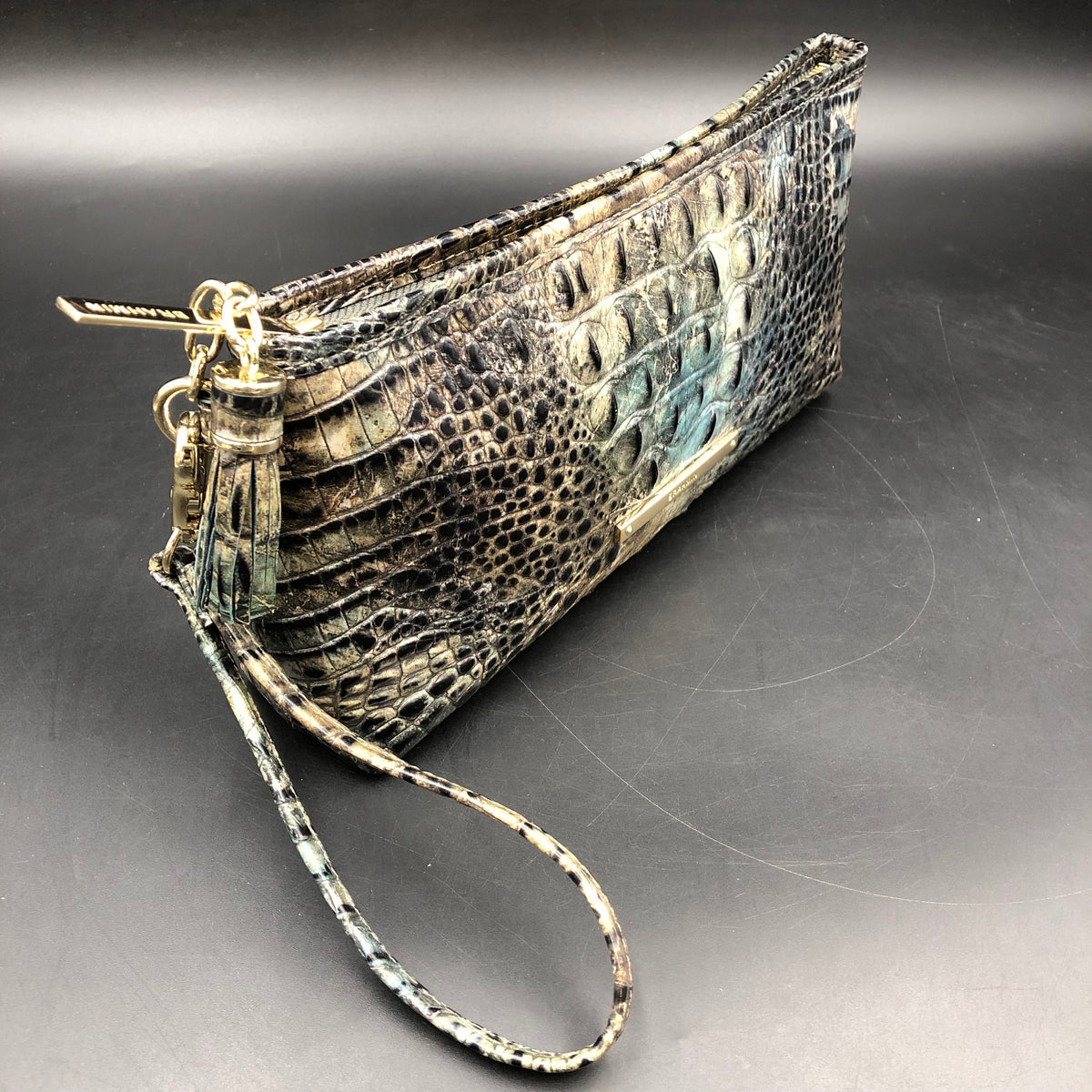 Brahmin Multicolor Croc Embossed Leather 'Glacier' Clutch Bag (+COA)