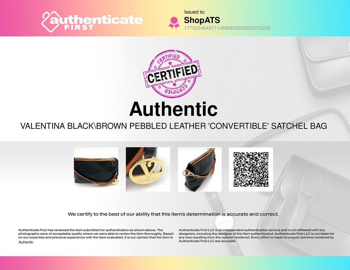 Valentina Black\Brown Pebbled Leather 'Convertible' Satchel Bag (+COA)