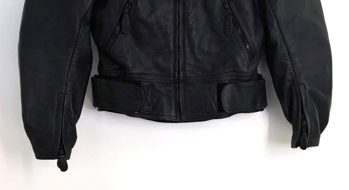 Fieldsheer Women's Black Leather Motorcycle Jacket Padded Vintage Y2K Sz M