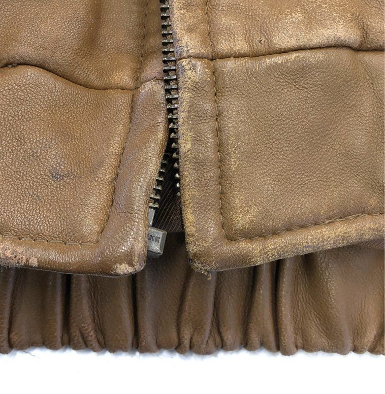 Sean John Men's Vintage Y2K Brown Leather Bomber Jacket Quilted Lined Sz XL