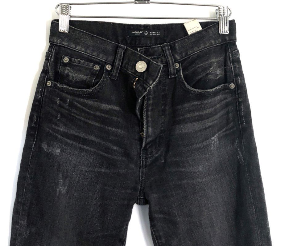 Moussy Vintage Barneys New York Women's Faded Black Distressed Skinny Jeans 24