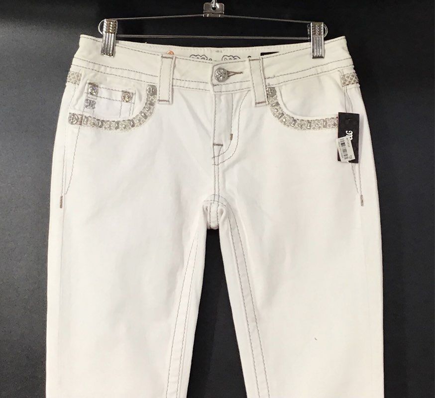NWT Miss Me Women's White Denim Signature Skinny Jeans - Size 25