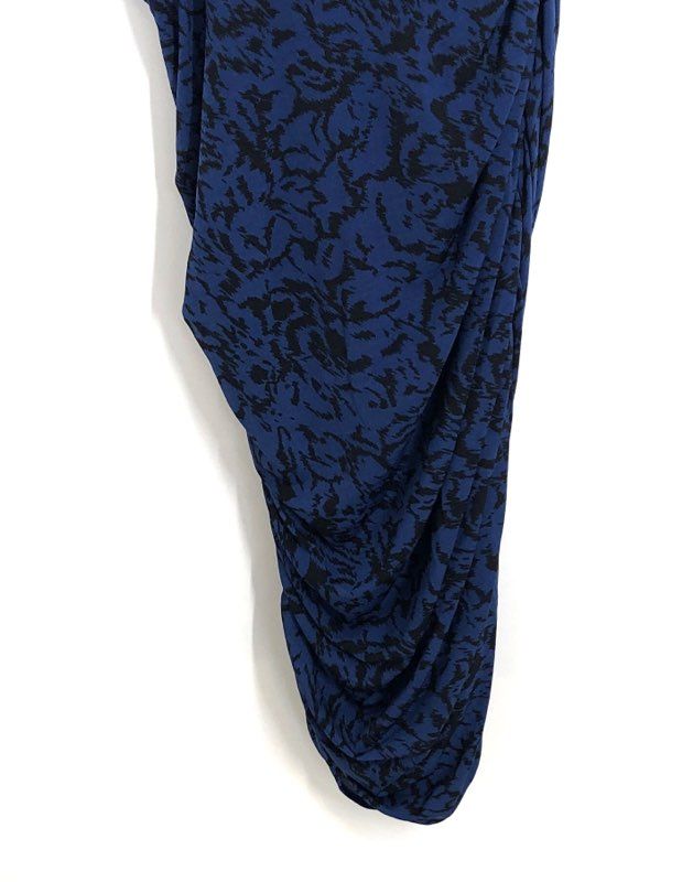 Gianni Bini Women's Lake Blue Black One Shoulder Ruched Knit Dress NWT Sz S
