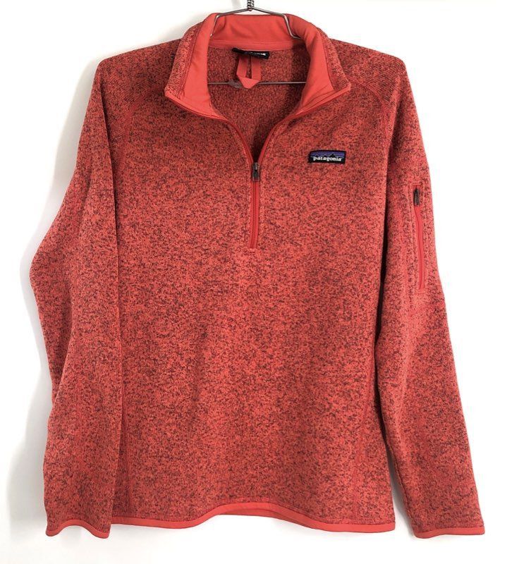Patagonia Women's Better Sweater 1/4 Zip Pullover Red Heather Fleece Sz M