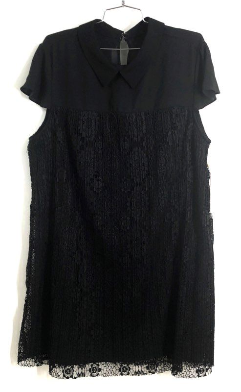 Nanette Lepore Women's Black Bond Street Lace Collared Shift Dress Sz 16 NWT