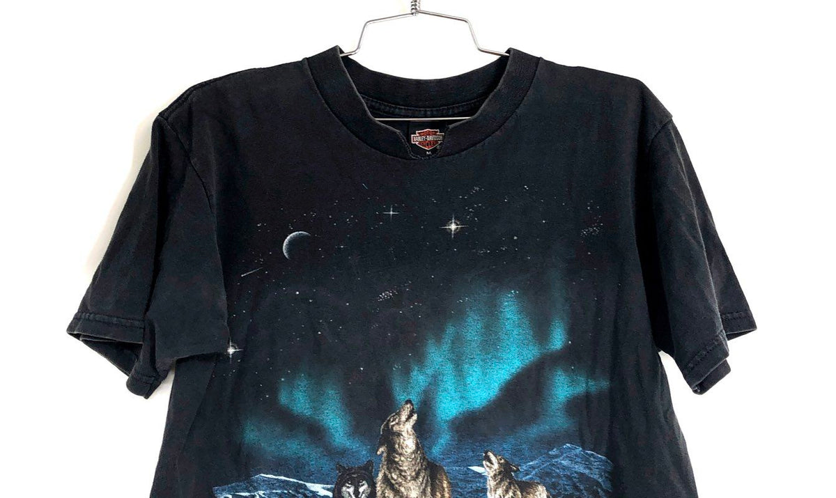 Vintage 1997 Harley-Davidson Wolves Fairbanks Alaska Graphic T-Shirt Sz M