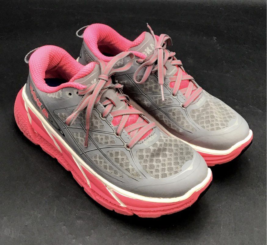 Hoka One One Women's Clifton 2 Gray Pink Athletic Shoes - Size 6.5