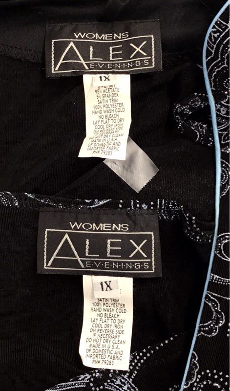 Vintage NWT Alex Evenings Women's Blue Black 2-Piece Jacket & Tank Top - Size 1X