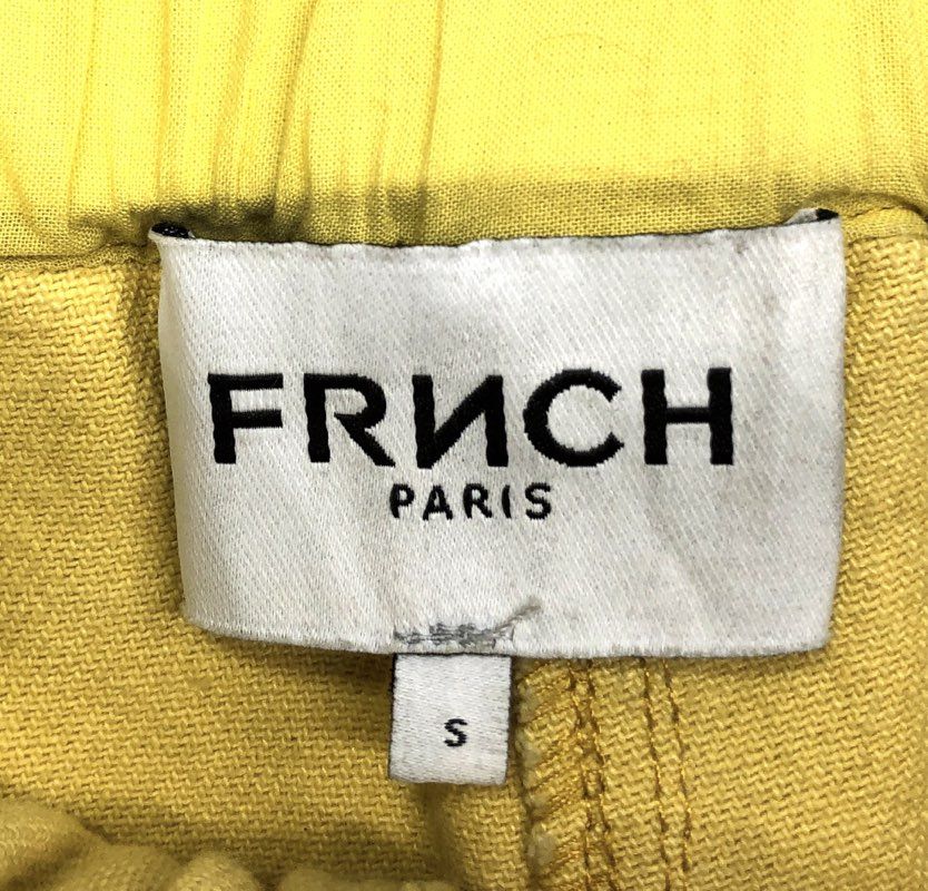 FRNCH Women's Paperbag Waist Belted Shorts Mustard Olive Cotton Twill Sz S