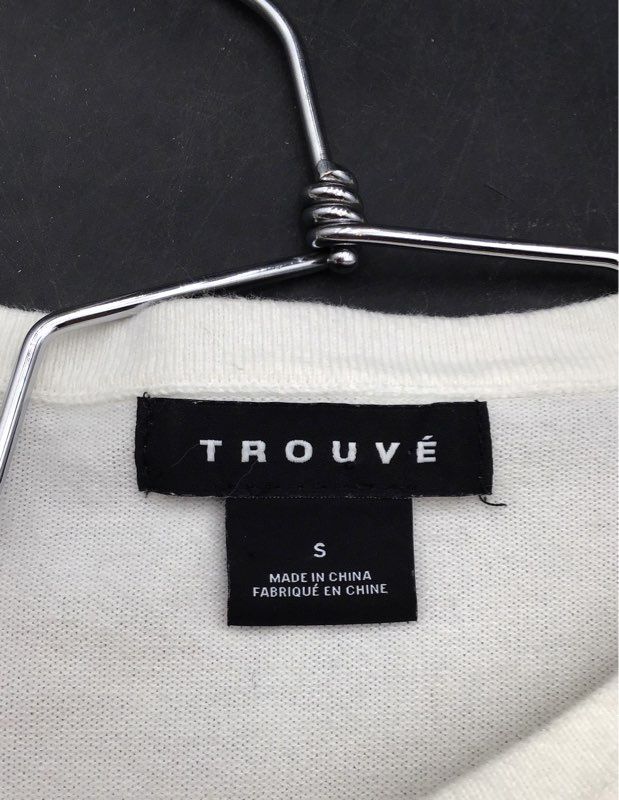 Trouve Women's White Textured Chevron Layered Hem Sweater Top Size S