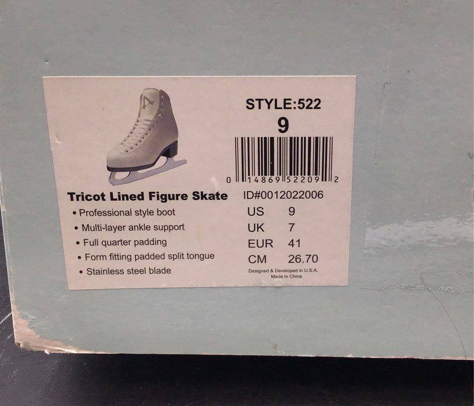 American Athletic Women's Size 9 Figure Ice Skates Style 522 Tricot Lined NIB