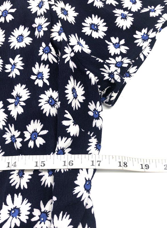 Gap Women's Navy Blue Daisy Floral Short Sleeve Wrap Midi Dress NWT Sz S