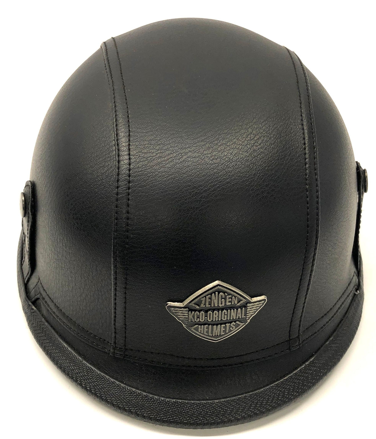 Lot of 2 Zengen KCO Black Faux Leather Motorcycle Half Helmets Size L