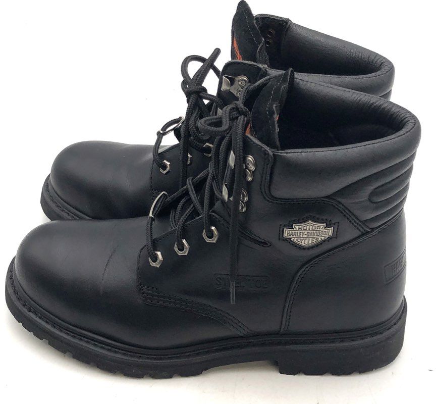 Vintage 90s Harley Davidson 91015 Black Leather Steel Toe Boots Size 10.5