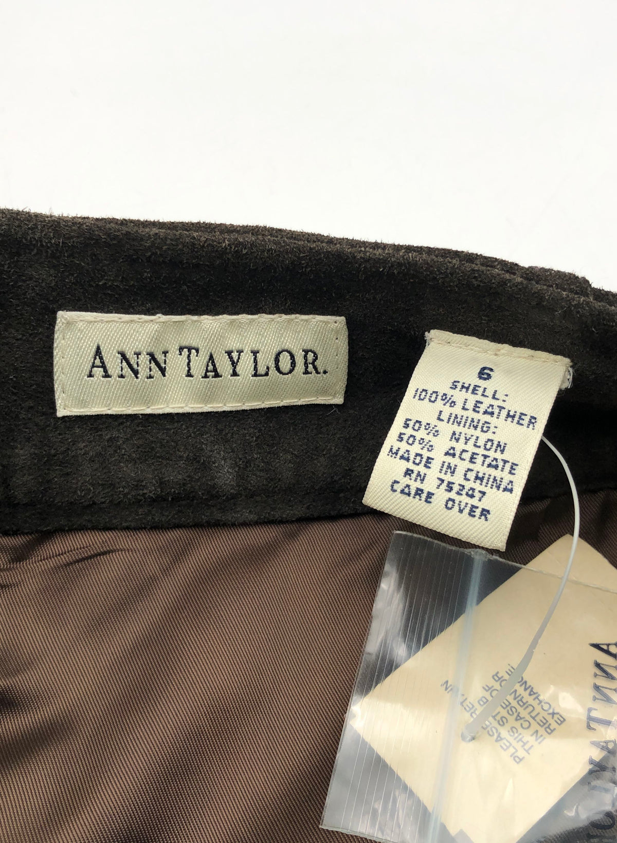 Vintage Ann Taylor Women's Brown Suede Leather Straight Mini Skirt NWT Sz 6