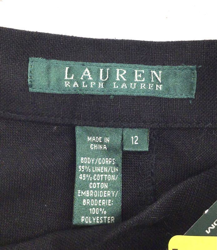 Lauren Ralph Lauren Women's Sevilla-F Skirt Black Linen Cotton Eyelet NWT 12