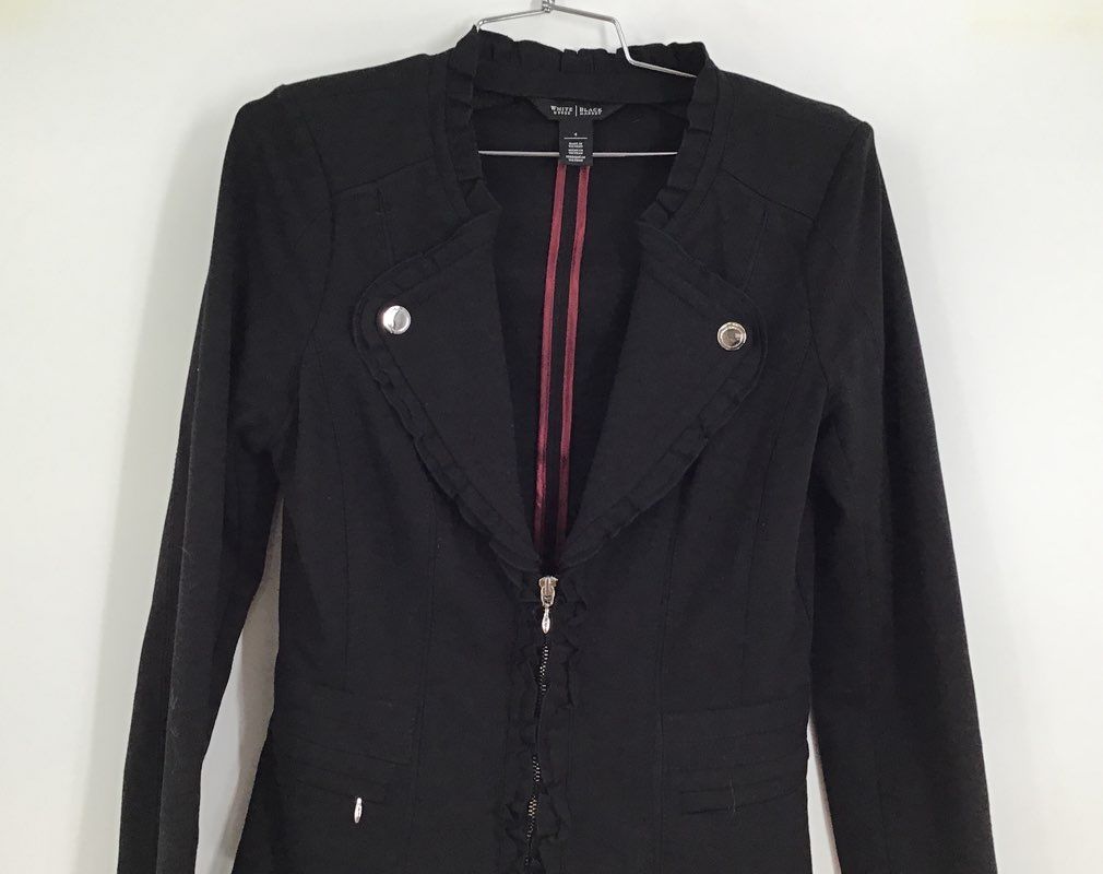 White House Black Market Women&#39;s Black Full Zip Jacket - Size 4