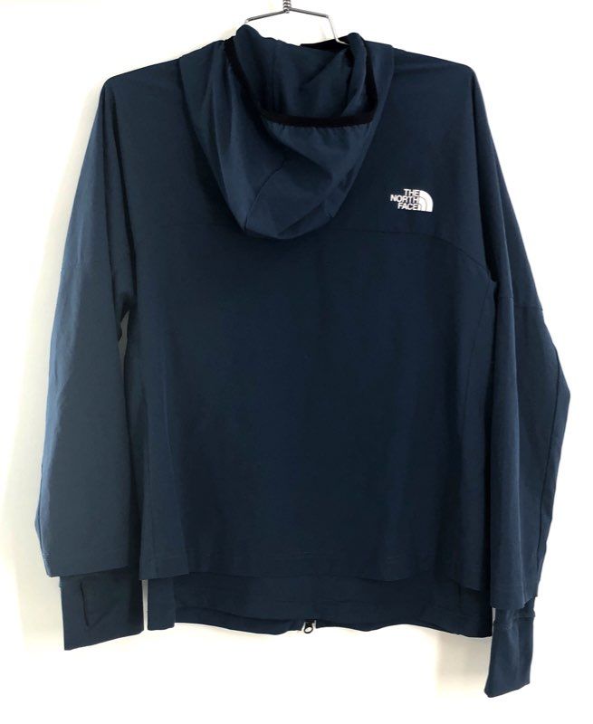 The North Face Women's Navy Blue Full Zip Hooded Jacket Stretch Thumbholes Sz M