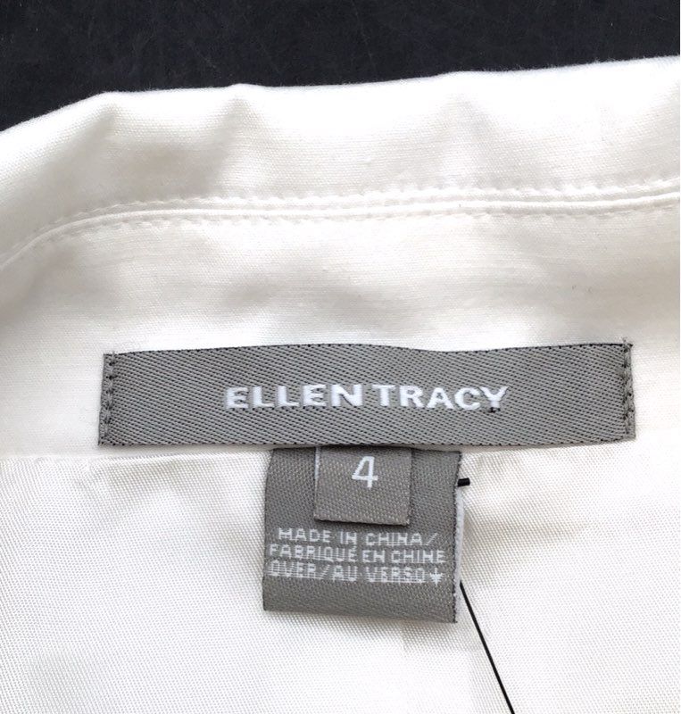 Ellen Tracy Women's White Cotton Blend Three-Button Blazer Sz 4 NWT