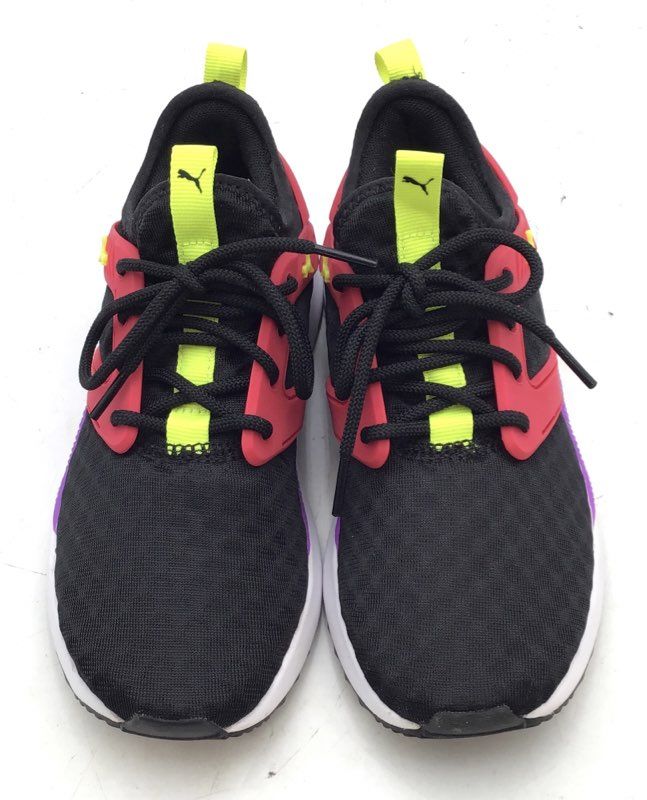 Puma Pacer Next Cage Black Pink Purple Yellow Kids Sneakers Size 4