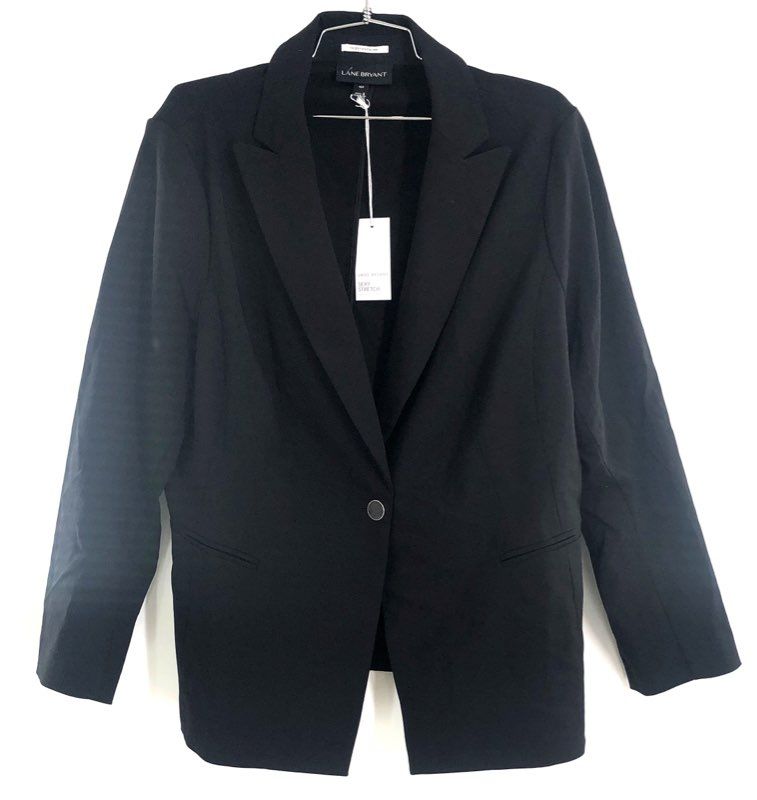 Lane Bryant Women's Black Sexy Stretch Bryant Blazer Single Button NWT Sz 16P