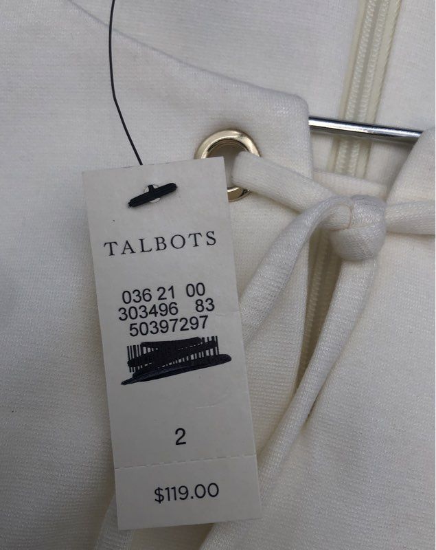 Talbots Women's White Short Sleeve Keyhole Tie Neckline Sheath Dress Sz 2 NWT