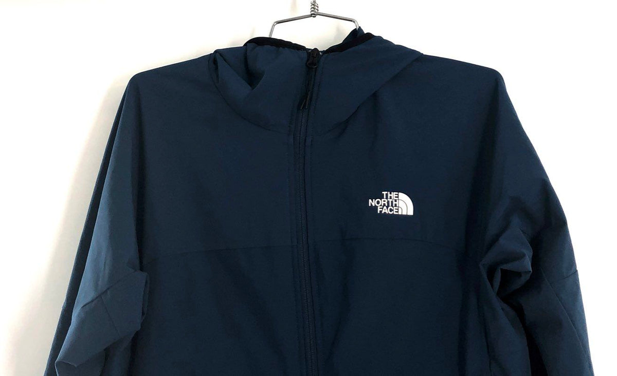 The North Face Women's Navy Blue Full Zip Hooded Jacket Stretch Thumbholes Sz M