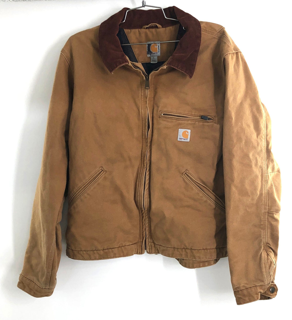 Carhartt 103828 Duck Detroit Jacket Blanket-Lined Brown Sz L Regular