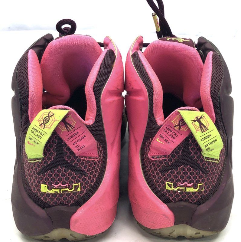 Nike LeBron 12 Double Helix Merlot Volt Pink Basketball Shoes Size 11.5