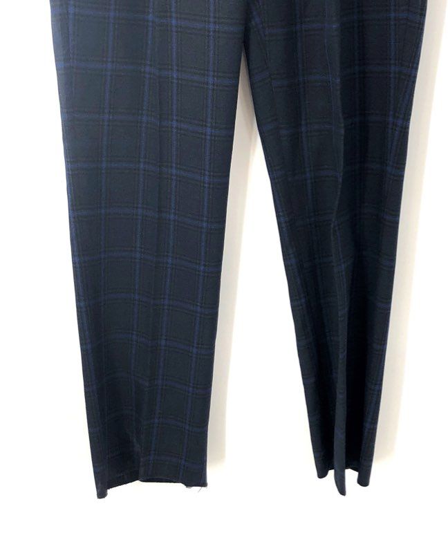 Blu Martini Men's Navy Blue Plaid Pleated Straight Leg Dress Pants Sz 36 NWT