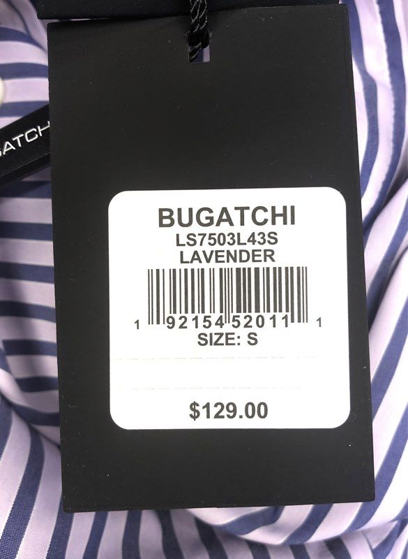 Bugatchi Men's Lavender Striped Shape Fit Button Down Shirt Sz S NWT
