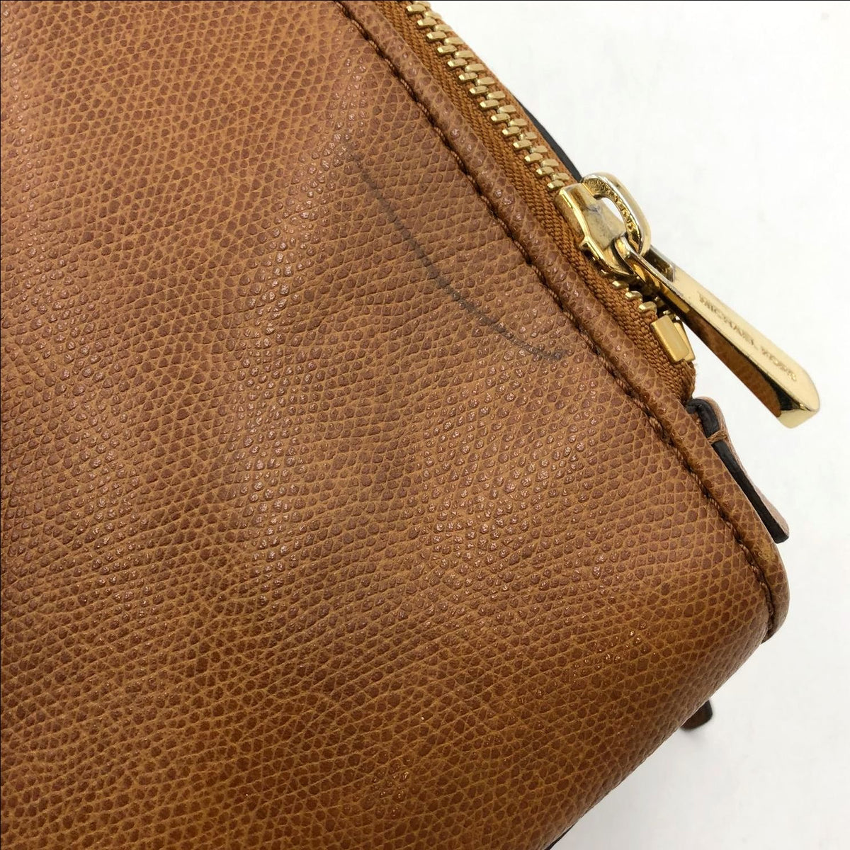 Michael Kors 'Reese' Brown Pebbled Leather Satchel with Gold-Tone Detail (+COA)