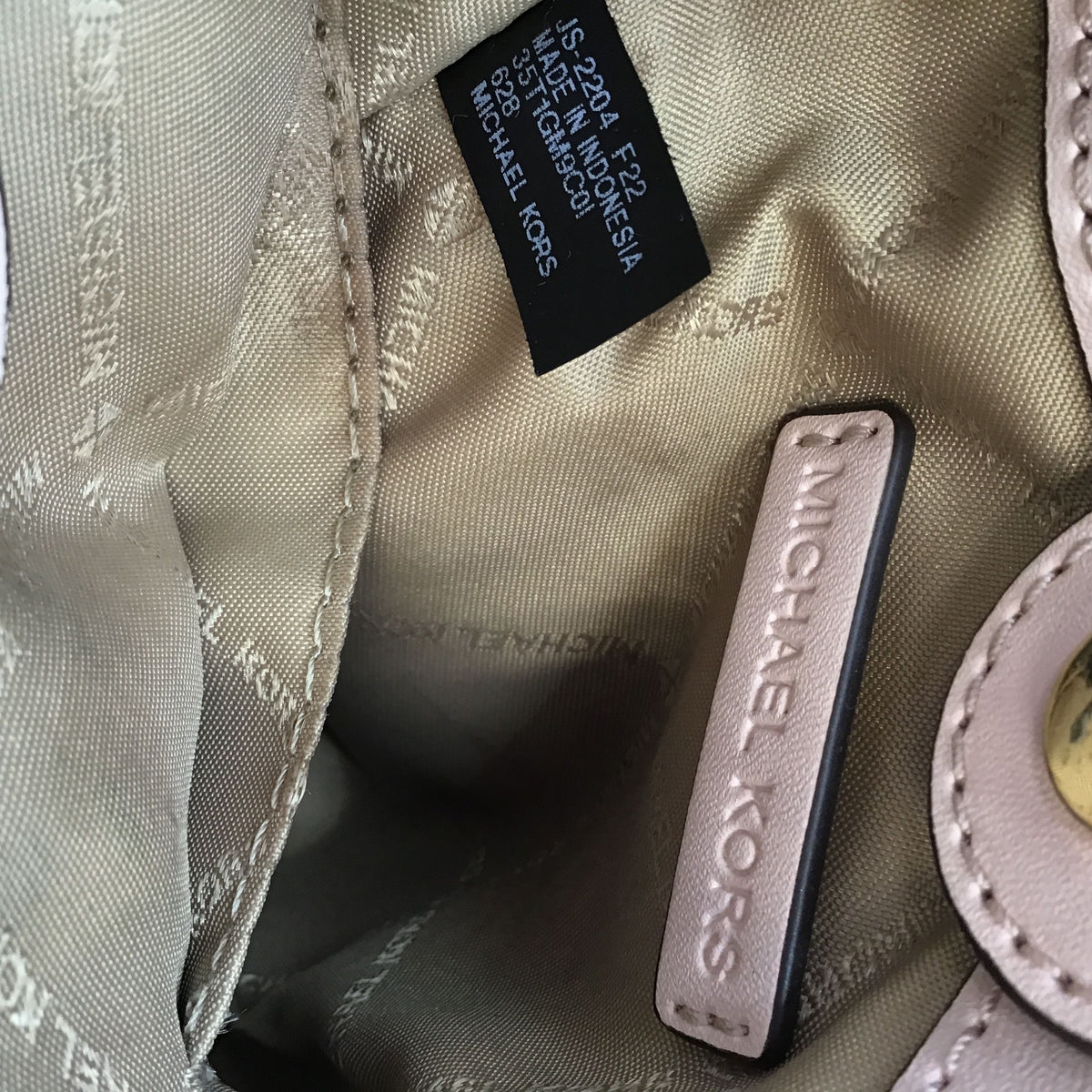 Michael Kors Blush Pink Leather Signature Print 'Mercer' Crossbody Bag (+COA)