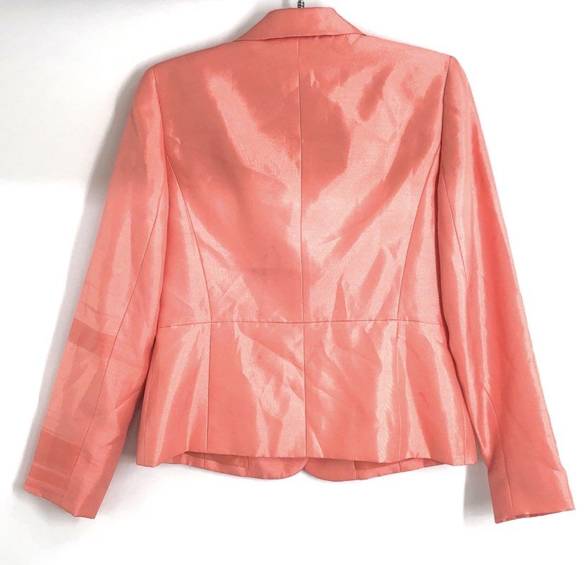 LeSuit Women's 2-Piece Blazer Skirt Suit Apricot Orange Ruffle Sz 4 NWT