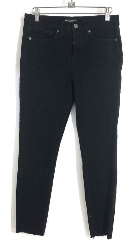 Banana Republic Women's Black High-Rise Skinny Premium Denim Frayed Hem Sz 26 R