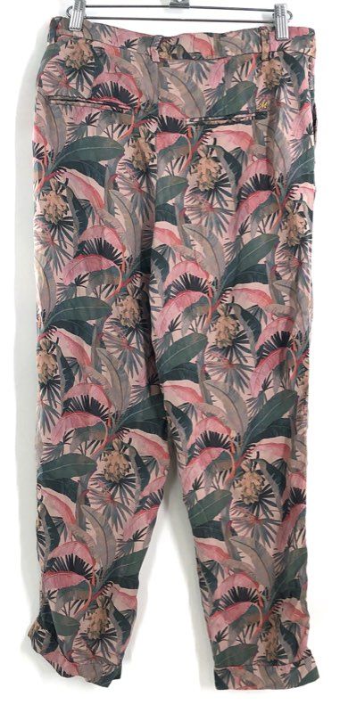 Mason's Women's Pink Green Tropical Linda Summer Lyocell Trousers Sz IT 36