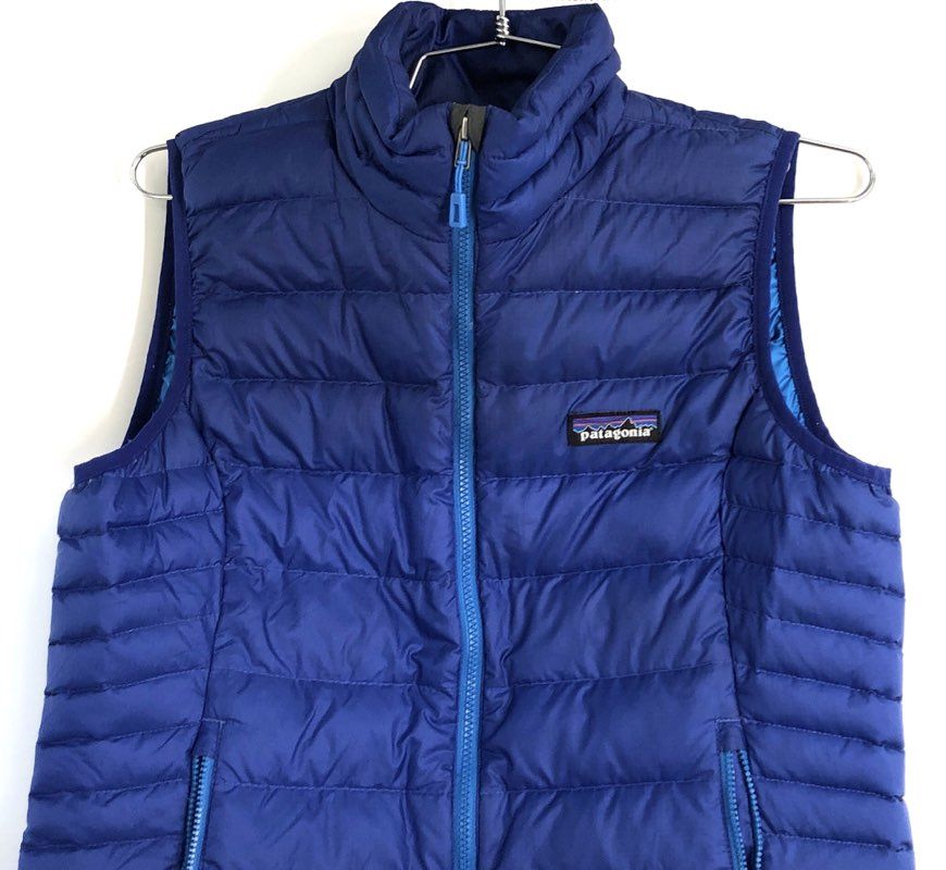 Patagonia Women's Down Sweater Vest Blue Quilted Puffer Mock Neck Size S